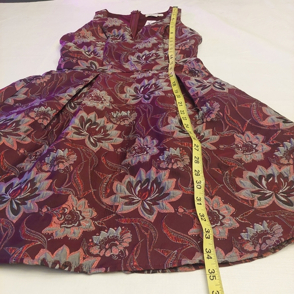 Francesca's Maroon Red Floral Embroidered Sleeveless A-Line Mini Dress Size S - Picture 8 of 15